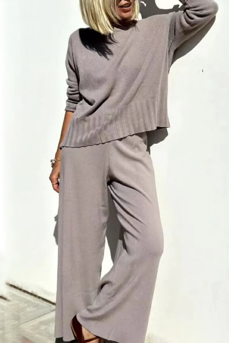 Casual Daily O Neck Long Sleeve Two Pieces(3 Colors) - Panekey