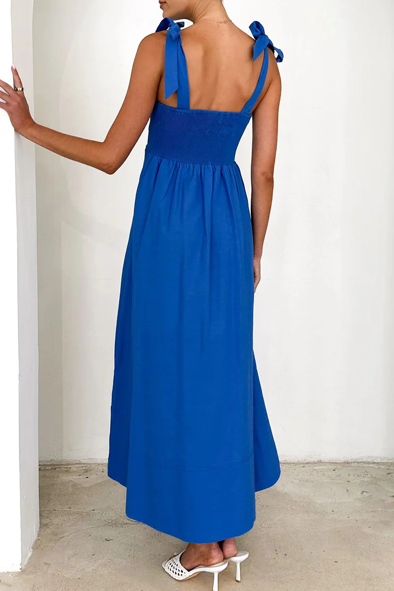 Casual Daily Lace Up Square Neck Sling Dresses(3 Colors) - Panekey