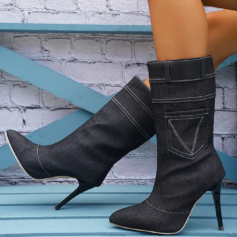 Casual Patchwork Pointed Out Door Shoes (Heel Height 3.54in) - Panekey