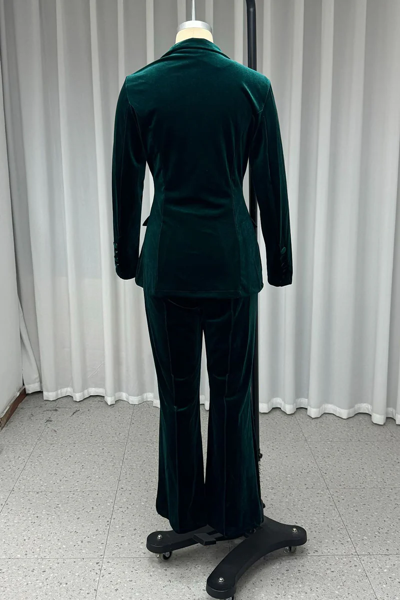 Casual Daily Buttons Velvet Turn-back Collar Long Sleeve Two Pieces - Panekey