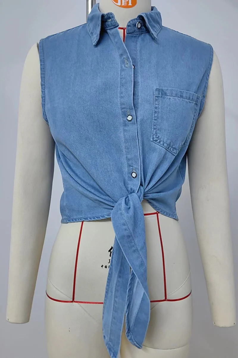 Casual Lace Up Buttons Turndown Collar Blouses - Panekey