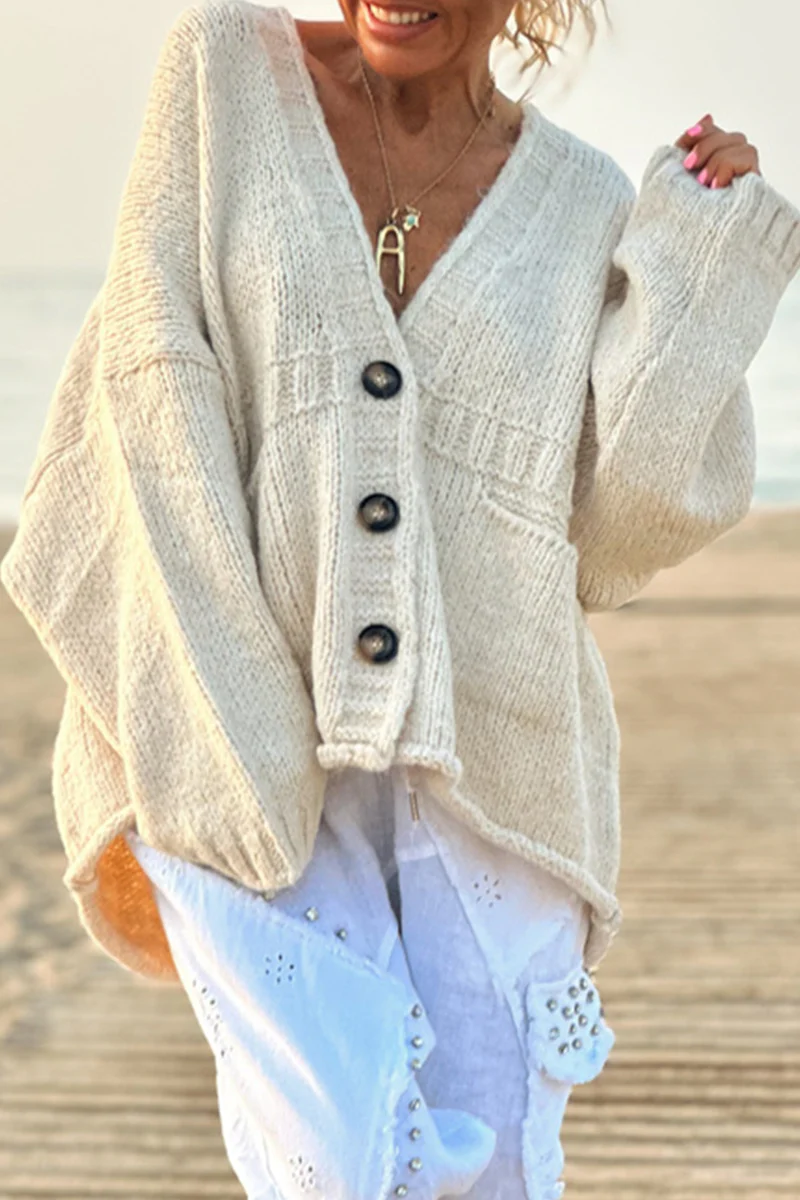 Casual Daily Pocket Buttons V Neck Outerwear - Panekey