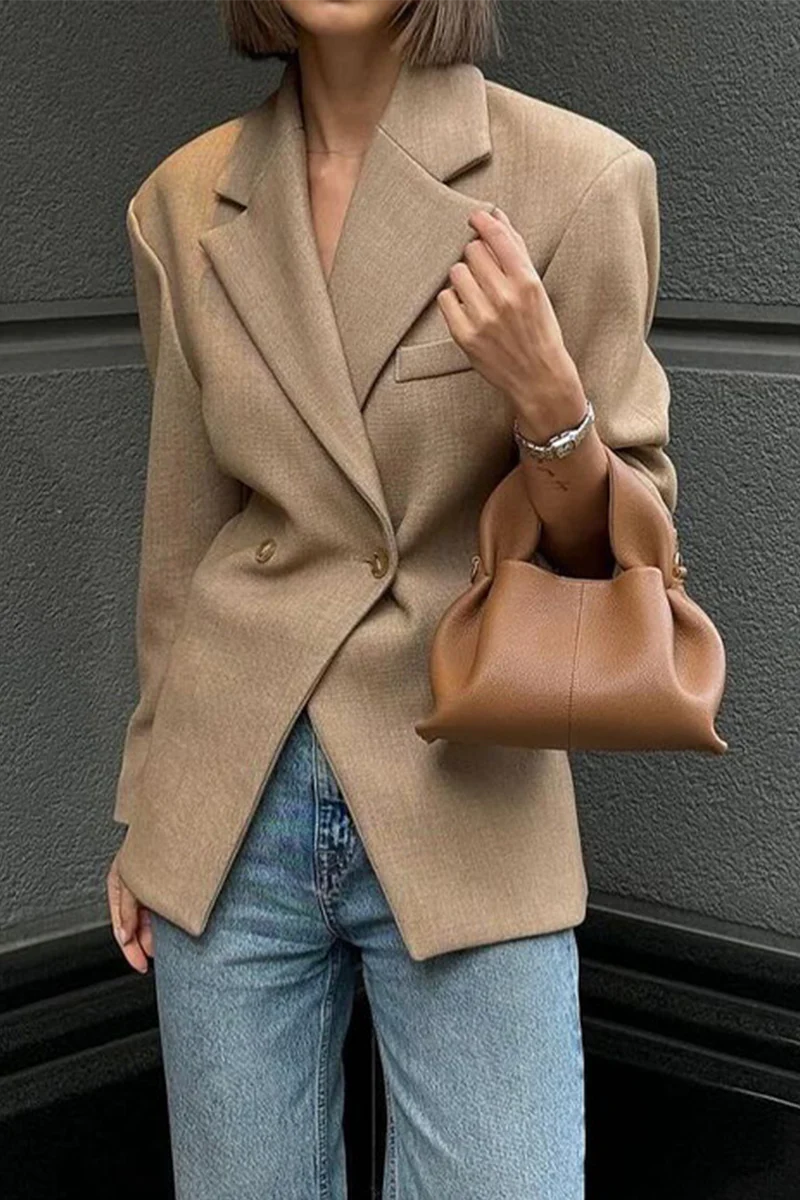 Casual Daily Solid Color Buttons Turn-back Collar Outerwear - Panekey