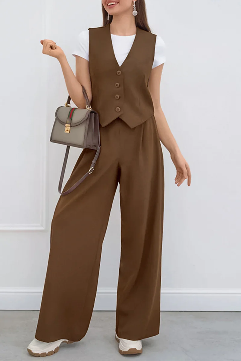 Casual Daily Buckle Ruched V Neck Sleeveless Two Pieces - Panekey