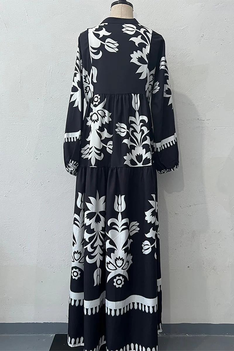 Casual Irregular Printed V Neck A Line Dresses - Panekey