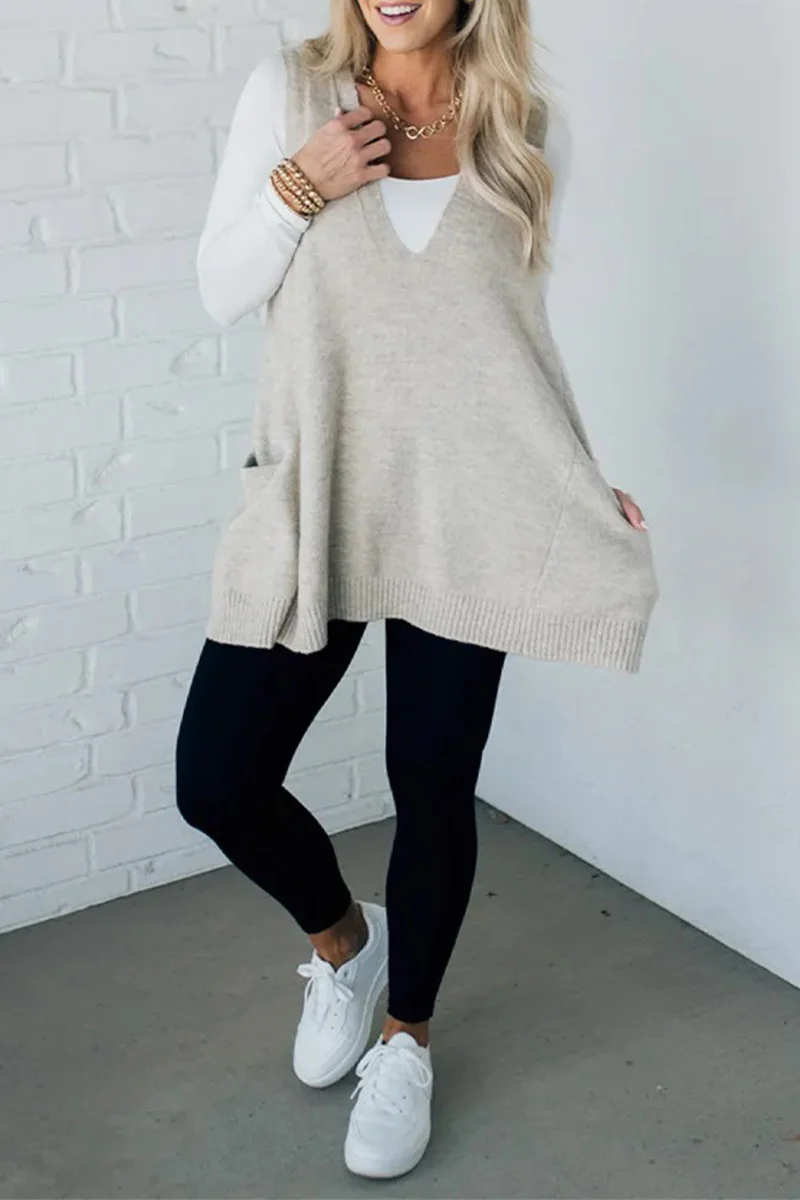 Casual Daily Pocket V Neck Sweaters(5 Colors) - Panekey
