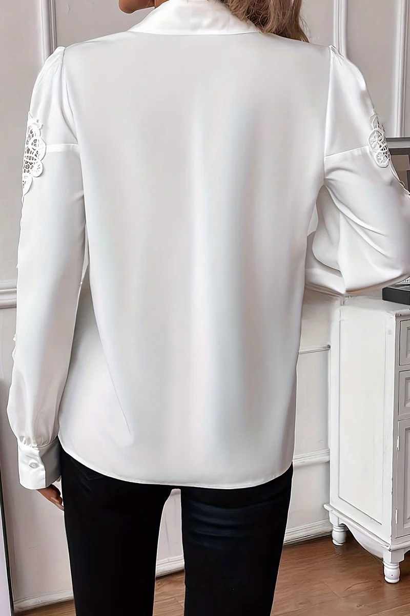 Casual Daily Lace Buttons Turndown Collar Blouses - Panekey