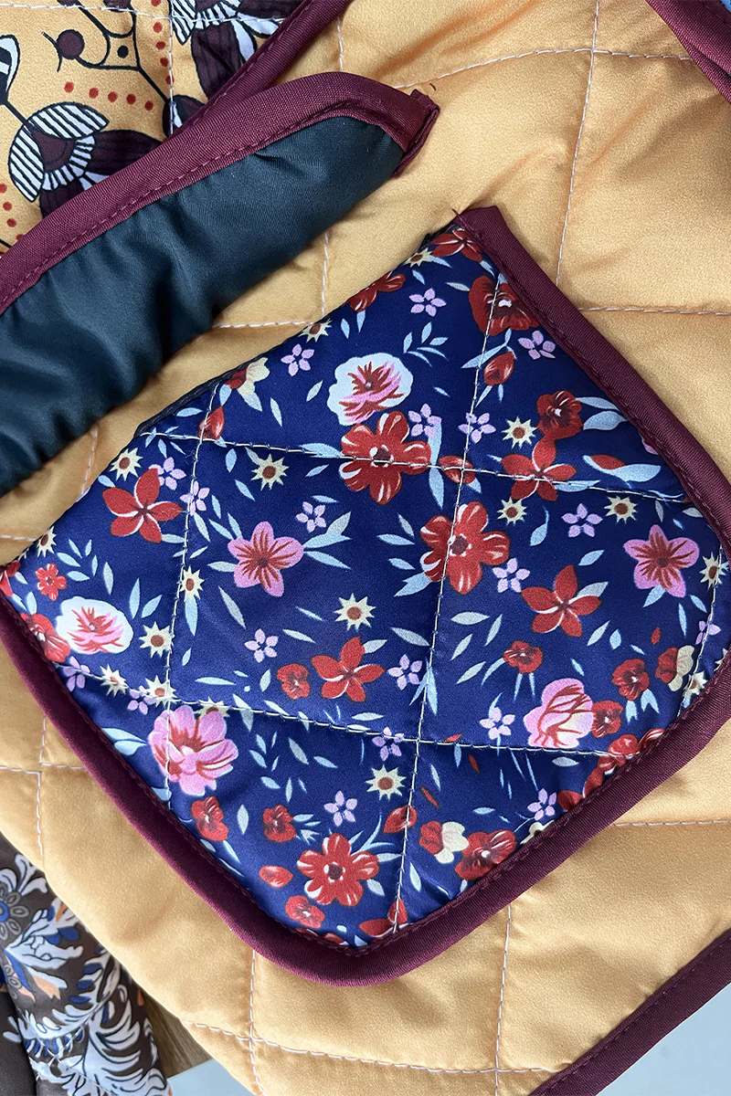 Casual Flowers Pocket Patchwork Contrast Mandarin Collar Outerwear - Panekey