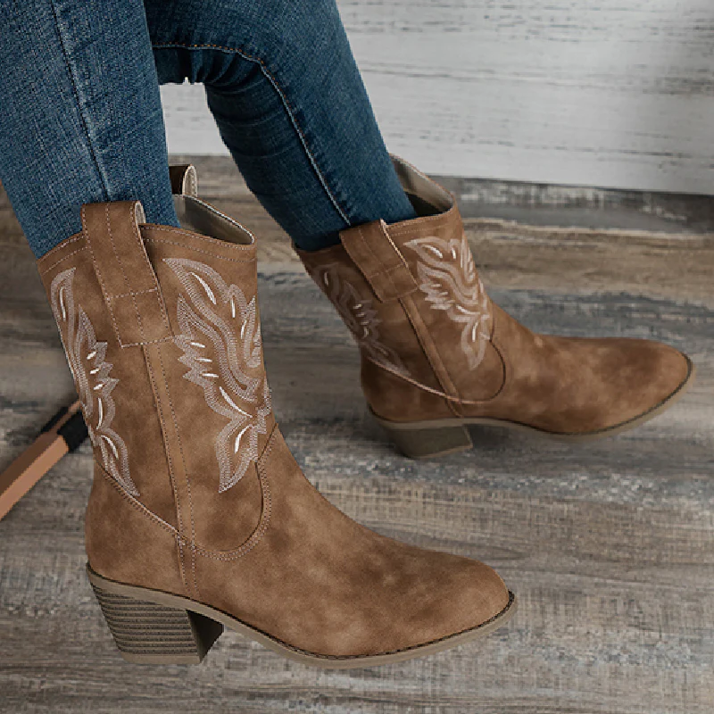 Casual Embroidered Patchwork Pointed Comfortable Out Door Shoes (Heel Height 1.37in) - Panekey