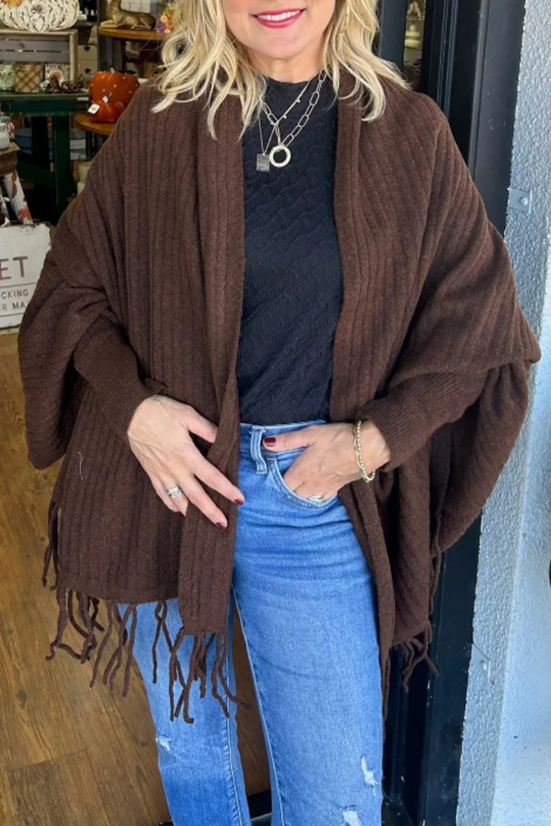 Casual Fringed Trim Irregular Cardigan Collar Outerwear(9 Colors) - Panekey