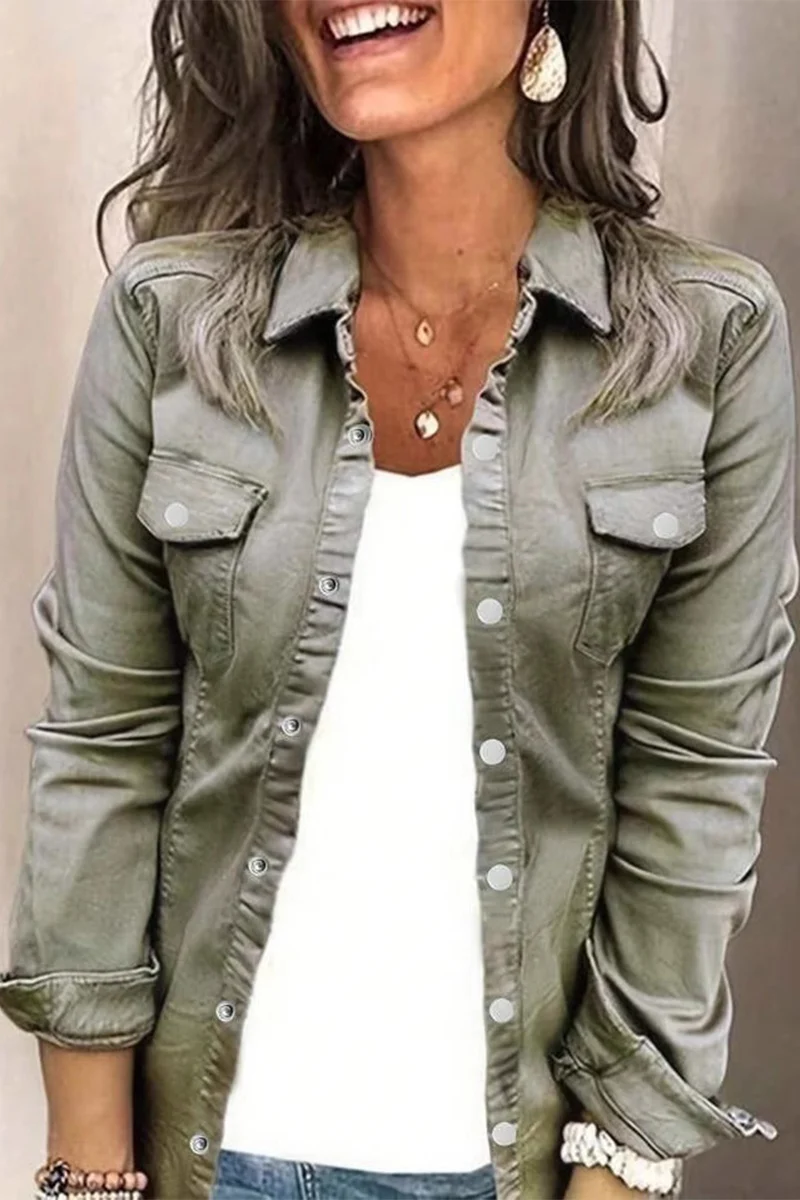 Casual Daily Buttons Turndown Collar Blouses(3 Colors) - Panekey