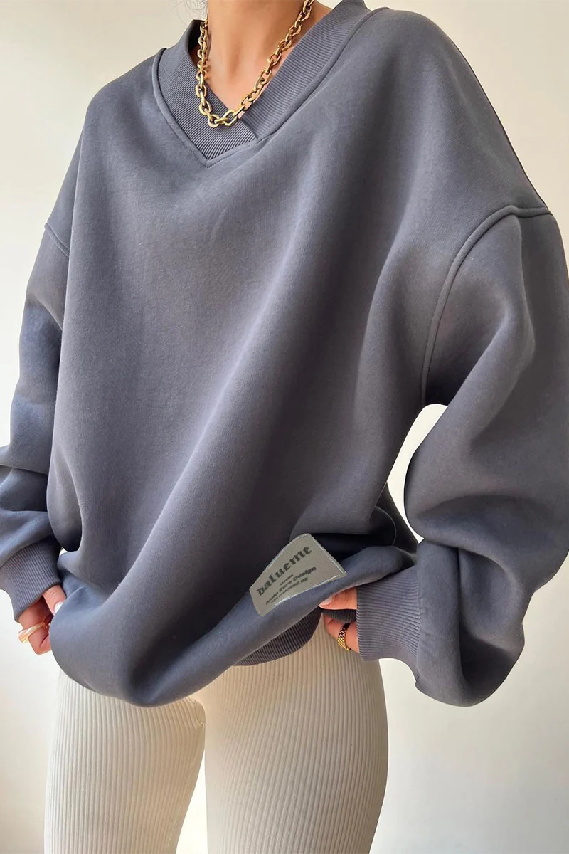 Casual Daily Patchwork V Neck Hoodies - Panekey