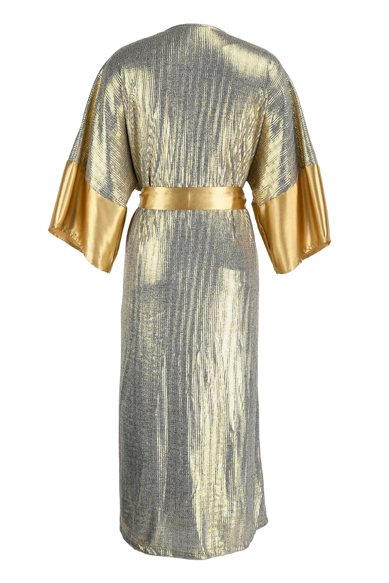 Casual Patchwork Sequins V Neck Waist Skirt Dresses(3 Colors) - Panekey