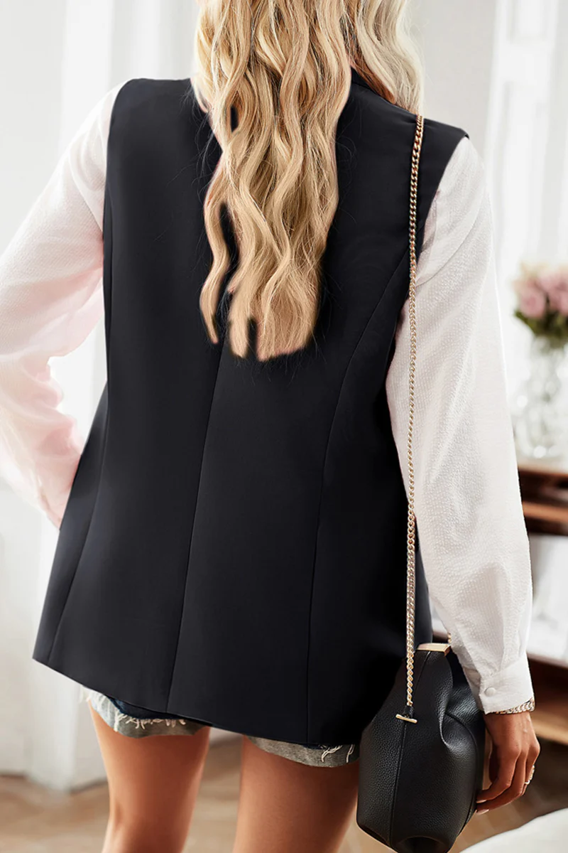 British Style Simplicity Solid Pocket Buttons Turn-back Collar Tops(4 Colors) - Panekey