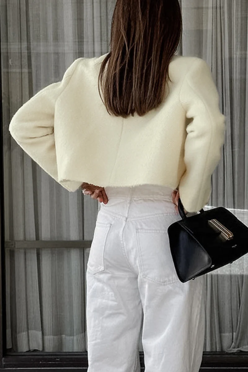 Casual Daily Solid Color Buttons O Neck Outerwear - Panekey