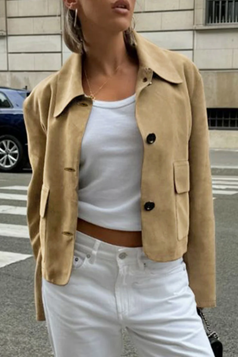 Casual Daily Buttons Turndown Collar Outerwear - Panekey