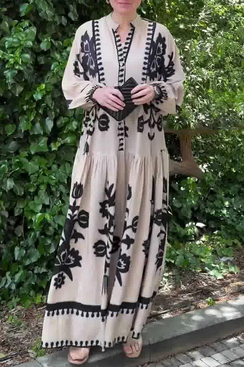 Casual Irregular Printed V Neck A Line Dresses - Panekey