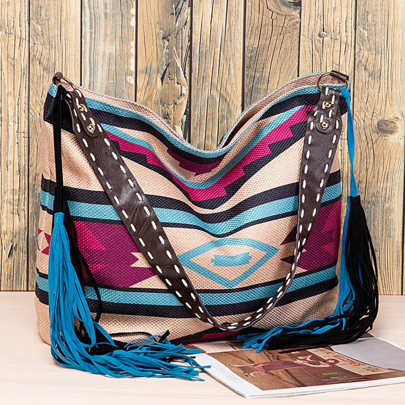 Casual College Color Block Tassel Bags - Panekey