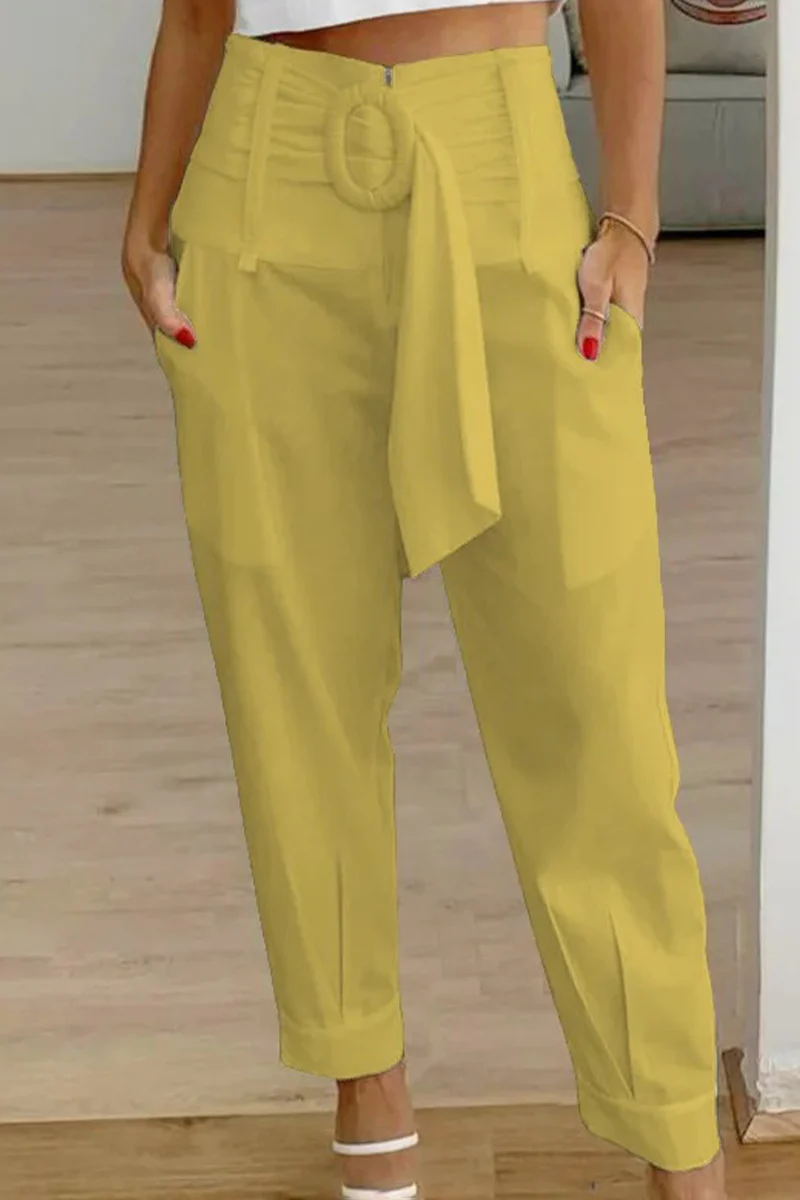 Casual Patchwork Pocket Printing Loose Mid Waist Harlan Else Bottoms - Panekey