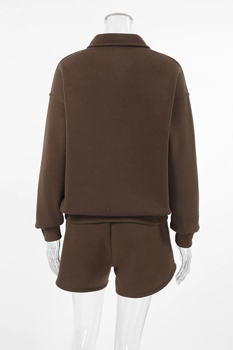 Casual Daily Fluffy Turndown Collar Long Sleeve Two Pieces - Panekey