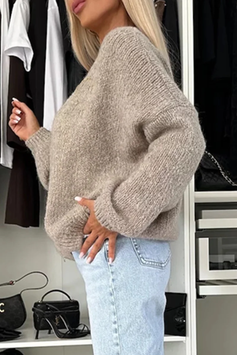 Casual Daily Weave V Neck Outerwear(4 Colors) - Panekey