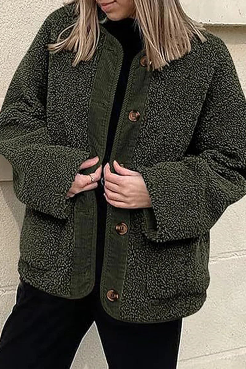 Casual Pocket Contrast O Neck Outerwear(6 Colors) - Panekey