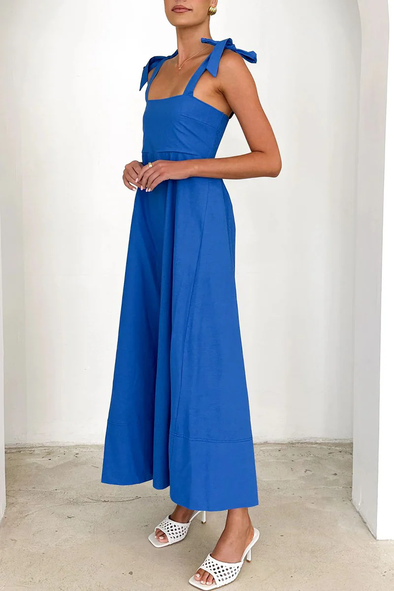 Casual Daily Lace Up Square Neck Sling Dresses(3 Colors) - Panekey